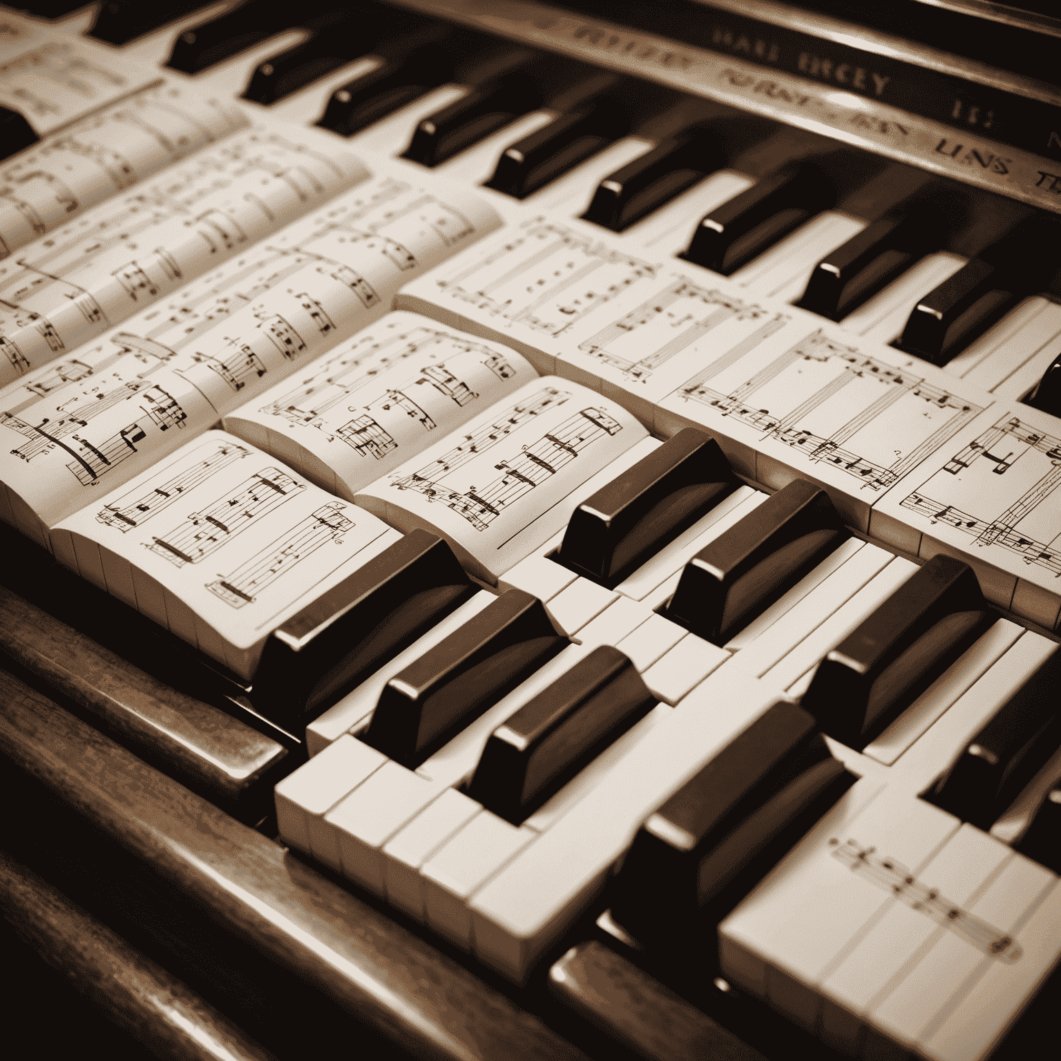 Close-up of piano keys with sheet music in the background, representing the journey of learning to play the piano