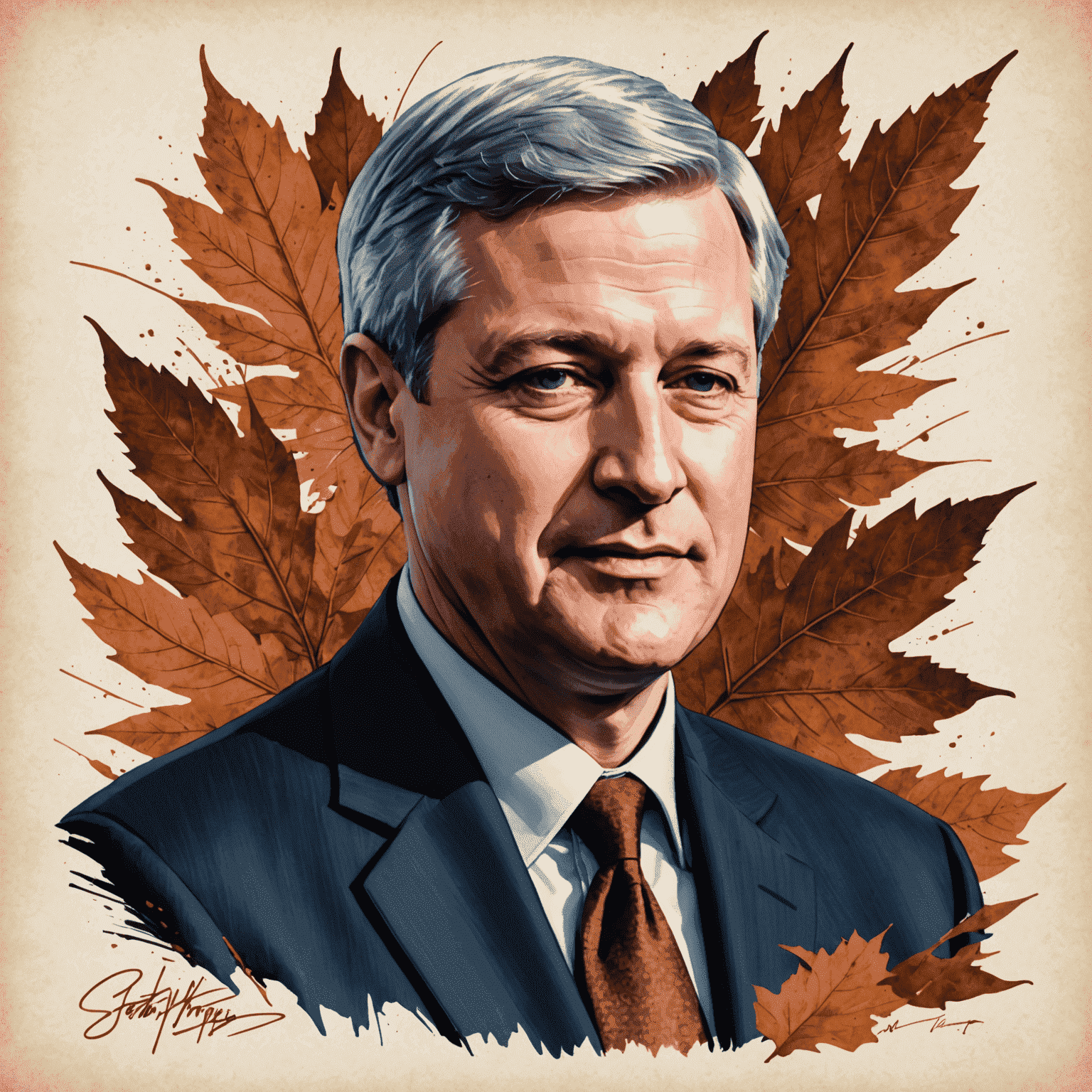 Stephen Harper's signature in copper-colored ink