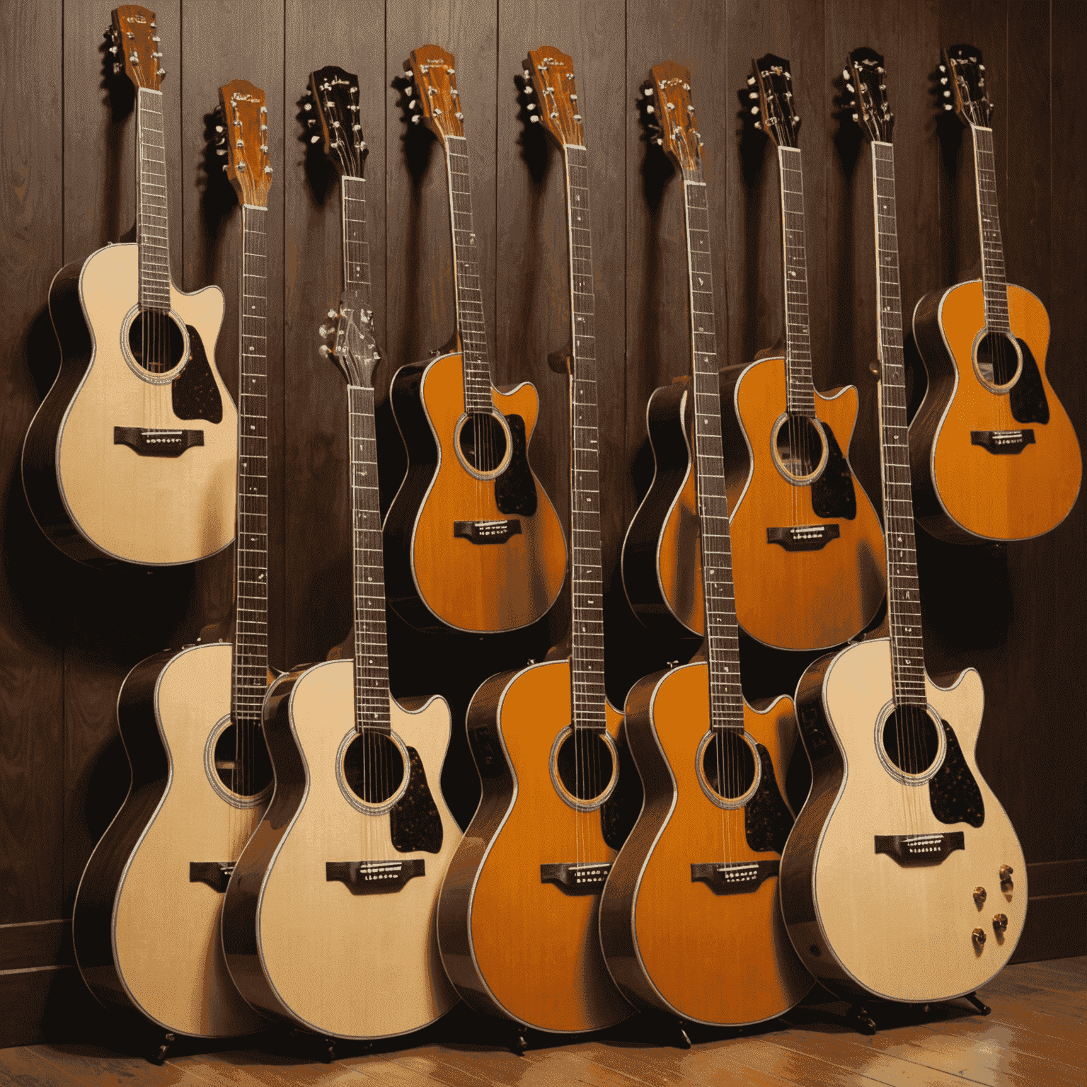 Stephen Harper's guitar collection, featuring various acoustic and electric guitars